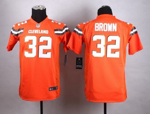 Youth Cleveland Browns #32 Jim Brown 2015 Nike Orange Game Jersey