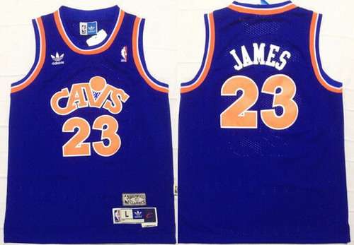 Youth Cleveland Cavaliers #23 LeBron James CavFanatic Blue Hardwood Classics Soul Swingman Throwback Jersey