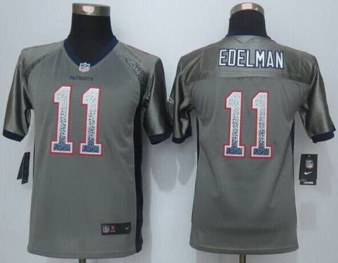 Youth New England Patriots #11 Julian Edelman Nike Drift Fashion Gray Jersey