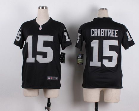 Youth Oakland Raiders #15 Michael Crabtree Nike Black Game Jersey