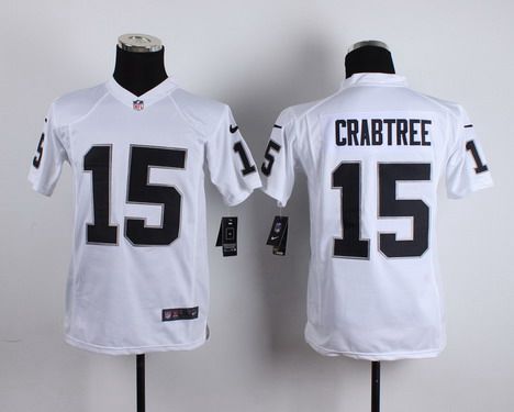 Youth Oakland Raiders #15 Michael Crabtree Nike White Game Jersey