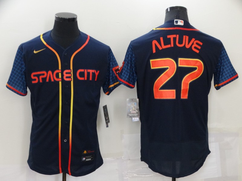 Men's Houston Astros #27 Jose Altuve 2022 Navy City Connect Flex Base Stitched Baseball Jersey