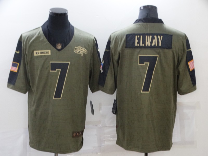 Men's Denver Broncos #7 John Elway Nike Olive 2021 Salute To Service Retired Player Limited Jersey