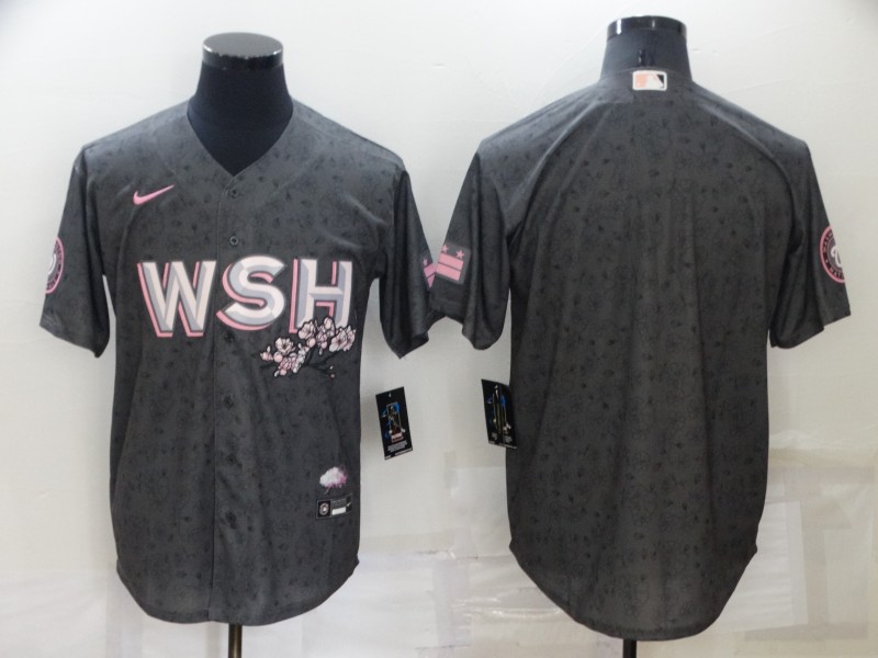 Men's Washington Nationals Blank 2022 Grey City Connect Cherry Blossom Cool Base Stitched Jersey