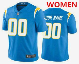 Women's Los Angeles Chargers Customized Electric 2020 New Blue Vapor Untouchable Stitched Limited Jersey